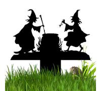 Panneau Halloween Sorcière De Jardin Accessoire de Scène Effrayante en Fer