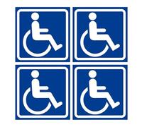 Panneau Handicap Lot de 4 Pièces Adhésifs 12 x 12 cm Imperméables pour