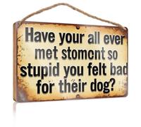 Panneau « Hello Winter » avec inscription « Have You Ever Felt Bad For Their Dog » - Décoration murale vintage (23 x 35 cm)