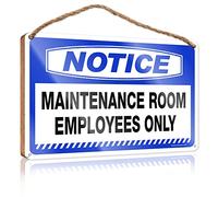 Panneau « Hello Winter » avec inscription « Maintenance Room Employees Only » - Panneau en bois pour salle de bain - Panneau amusant (20 x 30 cm)