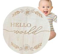 Panneau Hello World pour bébé, en Tilleul, 5,9 Pouces, Accessoire Photo Commémoratif, Signe d'annonce de bébé pour de Pas (L2)