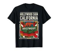 Panneau Hollywood Drapeau de Californie Ours Vintage Voyage Art T-Shirt