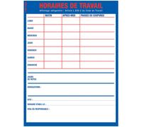 Panneau horaires de travail 40 x 30 cm polystyrène choc