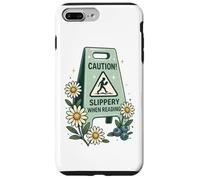 Panneau humoristique avec inscription « Caution Slippery When Reading » Coque pour iPhone 7 Plus/8 Plus