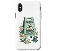 Panneau humoristique avec inscription « Caution Slippery When Reading » Coque pour iPhone X/XS