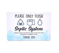 Panneau humoristique avec inscription « Please Only Flush... with emojis » - Idéal pour informer les invités d'une fosse septique - Autocollant et étanche.