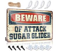 Panneau humoristique « Beware of Attack Sugar Glider » - Décoration murale - Panneau « Little Man » (20 x 30 cm)