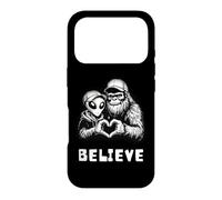Panneau Humoristique Bigfoot et Alien Sasquatch Mates Love Hand Sign Cadeau Coque pour iPhone 17 Pro