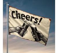 Panneau humoristique de cuisine « Cheers ! Celebration With Two Glasses of Dark Liquid Flag » - Panneau vintage pour salle de bain - 30 x 45 cm