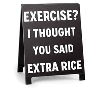 Panneau humoristique en acrylique avec inscription « Exercise I Thought You Said Extra Rice » - Décoration de table en acrylique - Cadeau pour les amateurs de nourriture, les collègues, les amis, la