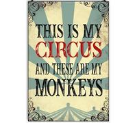 Panneau humoristique en aluminium avec inscription « This Is My Circus and These Are My Monkeys » - Cadeau idéal pour maison, café, bar, décoration murale, chambre, porte, 15,2 x 20,3 cm
