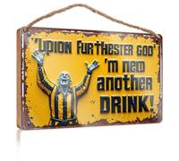 Panneau humoristique en bois rustique pour décoration de chambre à coucher avec inscription « For Man Cave Yup, I'M Furthest From God, So I'Ll Have Another Drink ! » (15 x 28 cm)