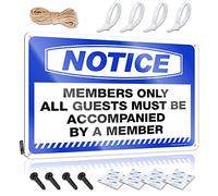 Panneau humoristique en étain avec inscription « Members Only All Guests Must Be Accompanied By A Member » - 20 x 30 cm