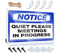 Panneau humoristique en étain avec inscription « Notice Quiet Please Meetings In Progress » - 30 x 40 cm