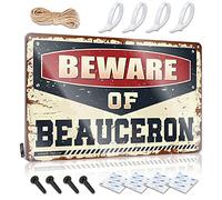 Panneau humoristique en métal pour bar « Beware of Beauceron » - 30 x 40 cm