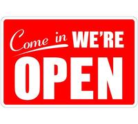 Panneau humoristique en vinyle avec inscription « Come in We're Open » 20,3 x 12,7 cm