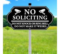 Panneau humoristique « No Soliciting » pour la maison ou la maison 35,6 x 17,8 cm avec piquet de 71,1 cm - Do Not Knock or Ring Bell, Don't Make It Weird - Panneau en aluminium résistant aux