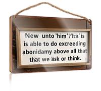 Panneau humoristique pour bar New Unto 'Him'?'ha' Is Able To Do Exceeding Abundantly Above All That We Ask Or Think. Panneau décoratif en bois pour salle de bain (23 x 35 cm)