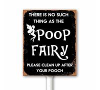 Panneau humoristique vintage avec inscription « Please Clean Up After Your Dog » - 18 x 22 cm - Plaque en aluminium avec piquet - Stop Dogs from Pooping or Peeing On Your Lawn Yard - Noir