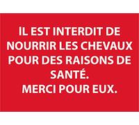 PANNEAU IL EST INTERDIT DE NOURRIR LES CHEVAUX POUR DES RAISONS DE SÉCURITÉ SIGNALISATION/PRÉVENTION fr (21x15cm, Autocollant)