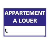 Panneau Immobilier Appartement à Louer avec Oeillets aux 4 Coins - Bleu - Plastique Rigide AKILUX 3,5mm - Dimensions 600x400 mm - Livré avec Une Planche de Chiffres - Protection Anti-UV