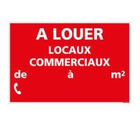 Panneau Immobilier Locaux Commerciaux à Louer - Rouge - Plastique rigide AKILUX 3,5mm - Dimensions 600x400 mm - Livré Avec Une Planche de Chiffres - Protection Anti-UV