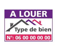 Panneau Immobilier Personnalisable à Louer avec Oeillets aux 4 Coins - Rouge - Plastique Rigide AKILUX 3,5mm - Dimensions 600x400 mm - Protection Anti-UV