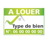 Panneau Immobilier Personnalisable à Louer avec Oeillets aux 4 Coins - Vert - Plastique Rigide AKILUX 3,5mm - Dimensions 600x400 mm - Protection Anti-UV