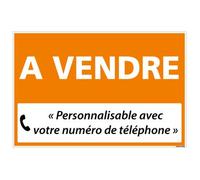 Panneau Immobilier Personnalisable à Vendre avec Oeillets aux 4 coins - Orange - Plastique rigide AKILUX 3,5mm - Dimensions 600x400 mm - Protection Anti-UV