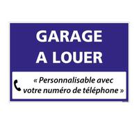 Panneau Immobilier Personnalisable Garage à Louer avec Oeillets aux 4 Coins - Bleu - Plastique Rigide AKILUX 3,5mm - Dimensions 600x400 mm - Protection Anti-UV