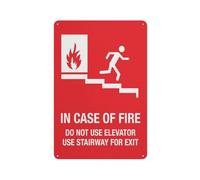 Panneau « In Case Of Fire Do Not Use Elevator » - 30,5 x 20,3 cm - Pour maison, entreprise, allée