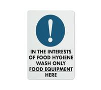 Panneau « In The Interests Of Food Hygiene Wash Only Food Equipment Here », 8 x 12 Grade réfléchissant en aluminium antirouille, résistant aux intempéries, imperméable, facile à monter