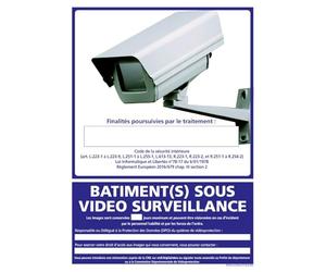 Panneau Information Bâtiment(s) sous vidéo surveillance. Signalisation Information Sécurité. Autocollant, PVC, Alu - 210 x 300 mm - Adhésif - Adhésif -