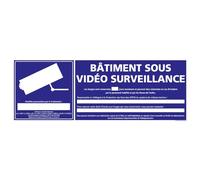 Panneau Information Bâtiment sous Vidéo Surveillance. Signalisation Information Sécurité. Autocollant, PVC ou Alu au choix - 350 x 125 mm - Aluminium 2 mm - Aluminium 2 mm -