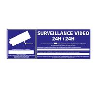 Panneau Information Surveillance Vidéo 24 h/24. G0325. Signalisation Information Sécurité personnalisable - 350 x 125 mm - Adhésif