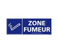 Panneau Information "ZONE FUMEUR". Signalisation Information. Panneau horizontal. Autocollant, PVC ou Alu au choix - 210 x 75 mm - Plastique PVC 1,5 mm - Plastique PVC 1,5 mm -
