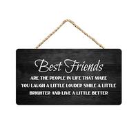 Panneau inspirant - Best Friends Are The People In Life That Make You Laugh A Little Louder Smile A Little Brighter - Plaque en bois rustique à suspendre pour maison, porte, chambre à coucher, 15 x 30