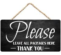 Panneau inspirant positif pour décoration de porte murale - Please Leave All Packages Here Thank You - Plaque en bois rustique à suspendre pour maison, porte, chambre à coucher, 15 x 30 cm