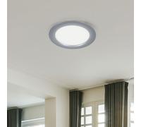 Panneau LED encastrable Plafonnier LED Plafonnier de bureau rond argenté, LED 10W 680 Lm blanc froid, DxH 18x1,7 cm