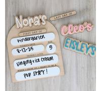 Panneau interchangeable personnalisé Premier et Dernier jour d'école, tableau noir en bois réutilisable effaçable à sec, panneau de nom personnalisé pour préscolaire, pour fille et garçon, accessoire