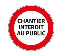 Panneau interdiction - Chantier interdit au public - P001 Vinyle Souple Autocollant 315 mm