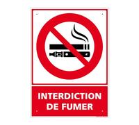 Panneau Interdiction De Fumer Alu 2 Mm - 150 X 210 Mm Signalisation Rectangulaire Prépercée Avec Kit De Fixation Fabrication Française