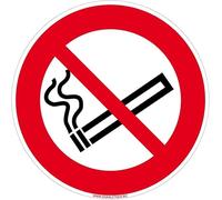 Panneau Interdiction de Fumer - Cigarette Interdite en PVC, Alu - Sticker Adhésif - Diamètre 125 mm