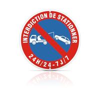 Panneau Interdiction De Stationner Aluminium 30 X 30cm, 24h/24 7J/7 Enseigne MéTallique RéFléChissante Imperméable Rond
