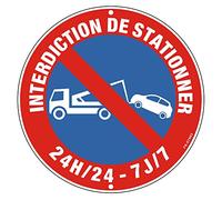 Panneau Interdiction de Stationner Metal Réfléchissante Ø 300mm, Stationnement Interdit Aluminium Stable et Durable