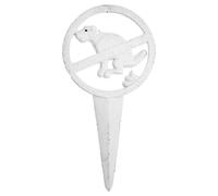 Panneau Interdiction Dejection Canine à Piquer Extérieur Déco de Jardin Chien en Fonte Patiné Blanc 0,8x15,2x30,1cm