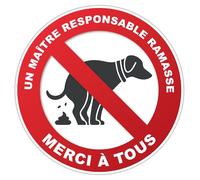 Panneau Interdiction Déjections Canines - Rond Ø190 mm | Panneau Crotte de Chien | Rigide & Résistant | Fabriqué en France | Un Maître Responsable Ramasse