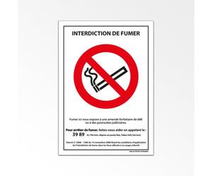 Panneau interdiction - Interdiction de fumer avec décret - A5