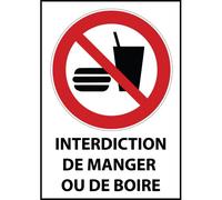 Panneau interdiction - Ne pas manger ou boire - P022 - ISO 7010 PVC dos adhésif A5