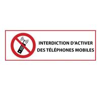 Panneau - Interdiction téléphones mobiles - P013 - ISO 7010 - 297 x 105 mm - Vinyle Souple Autocollant